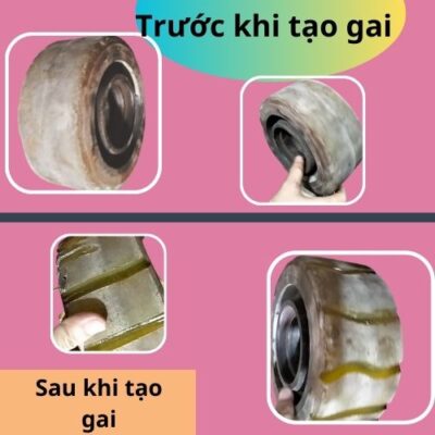 Trước và sau khi tạo rãnh bánh PU