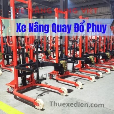 Xe nâng quay đổ thùng phuy sắt